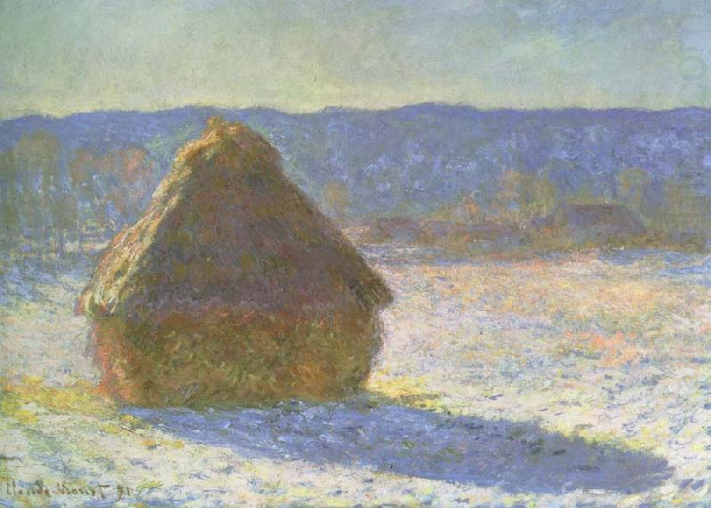 Claude Monet haystack in the morning,snow effect china oil painting image